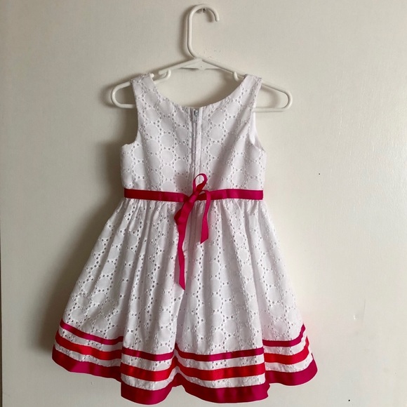 Sweet Heart Rose White Eyelet Girls size 3T Special Occasion Dress Pink Ribbon - Picture 4 of 7